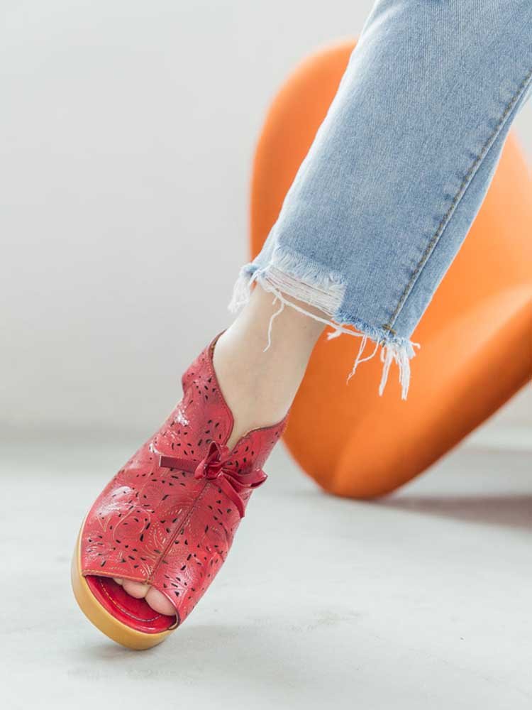 Vintage Handmade Fish Mouth Hollow Sandals Sandals by Colorstepshoes – Don't Panic Shoes