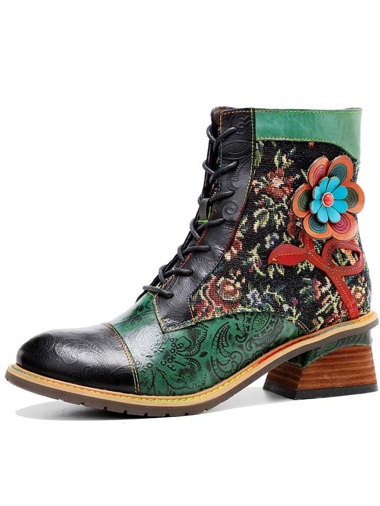 Vintage Handmade Stunning Floral Ankle Boots Booties by Colorstepshoes – Don't Panic Shoes