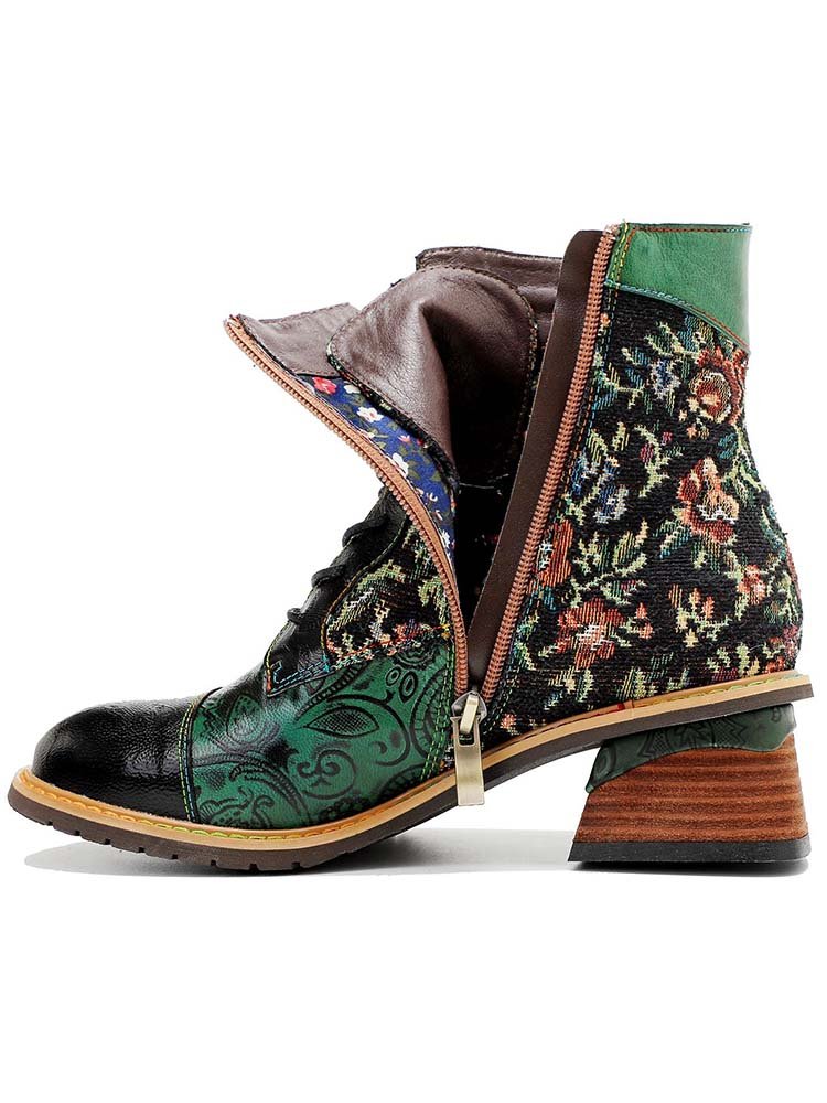 Vintage Handmade Stunning Floral Ankle Boots Booties by Colorstepshoes – Don't Panic Shoes