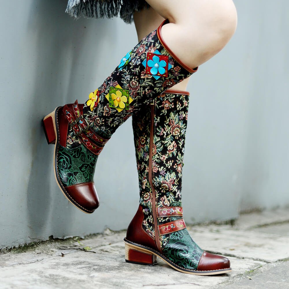 Vintage Handmade Stunning Floral Boots Boots by Colorstepshoes – Don't Panic Shoes