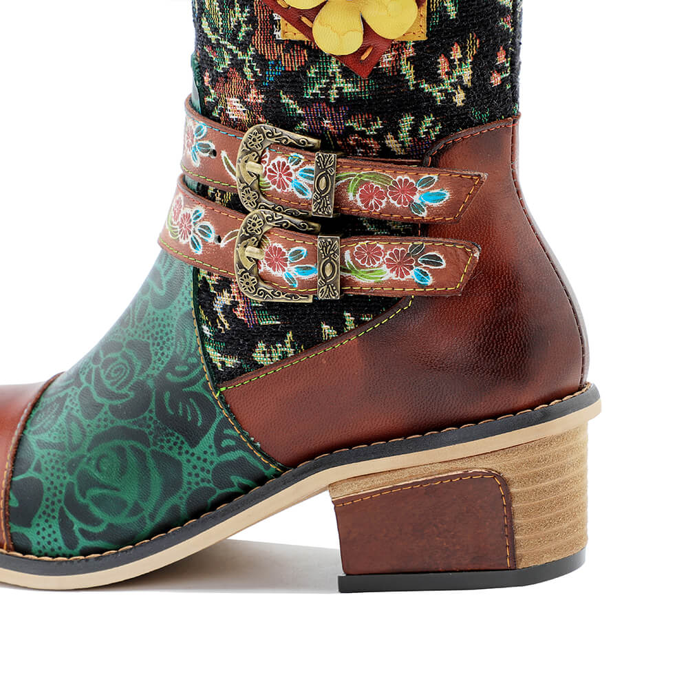 Vintage Handmade Stunning Floral Boots Boots by Colorstepshoes – Don't Panic Shoes