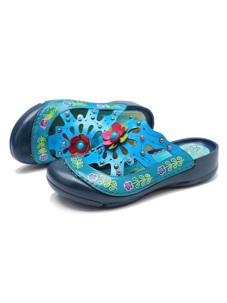 Vintage Printed Flowers Pattern Sandals Sandals by Colorstepshoes – Don't Panic Shoes