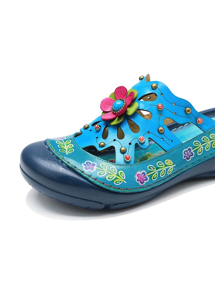 Vintage Printed Flowers Pattern Sandals Sandals by Colorstepshoes – Don't Panic Shoes