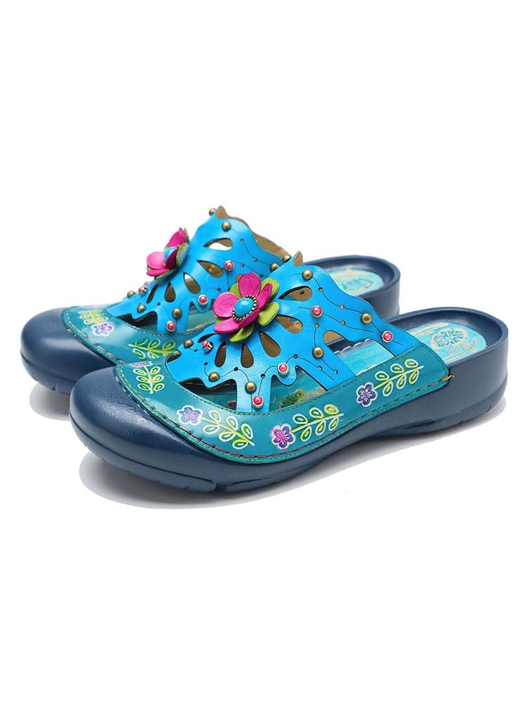 Vintage Printed Flowers Pattern Sandals Sandals by Colorstepshoes – Don't Panic Shoes