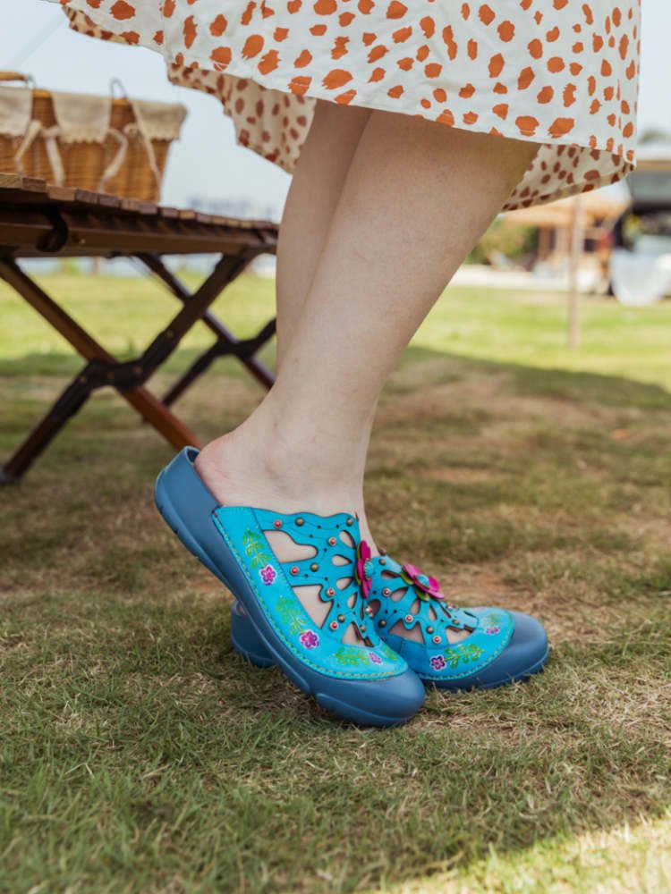 Vintage Printed Flowers Pattern Sandals Sandals by Colorstepshoes – Don't Panic Shoes