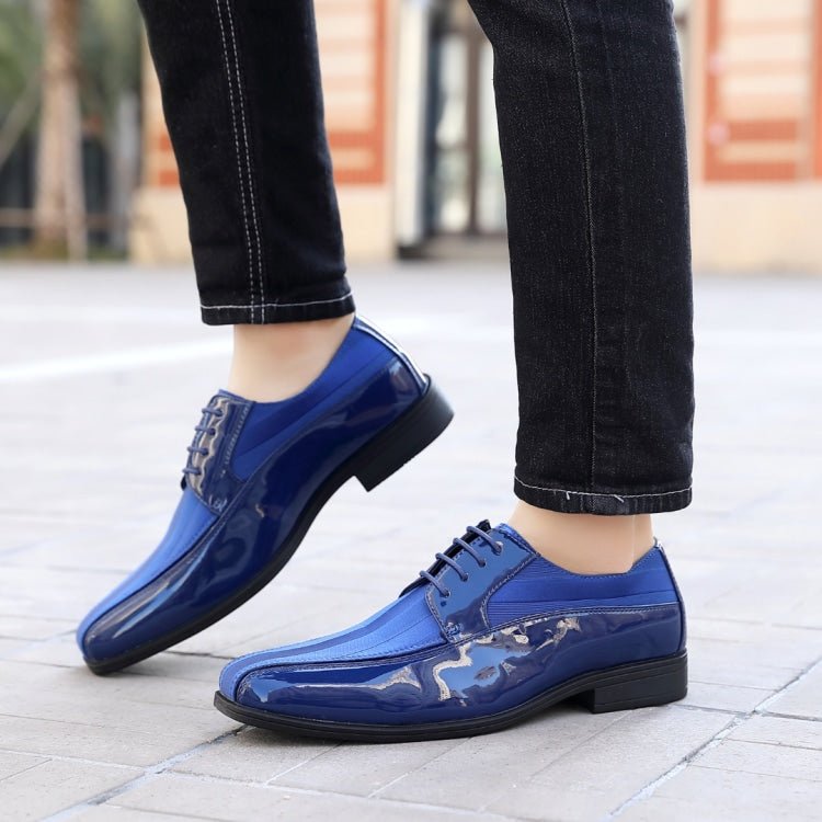 Viotti 179 Men's Royal Blue Patent Leather Derby Shoes Oxfords by Viotti – Don't Panic Shoes