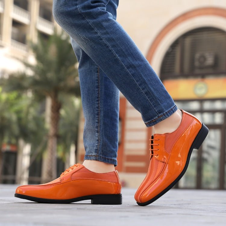 Viotti 179 Orange Men’S Patent Leather Derby Shoes Oxfords by Viotti – Don't Panic Shoes