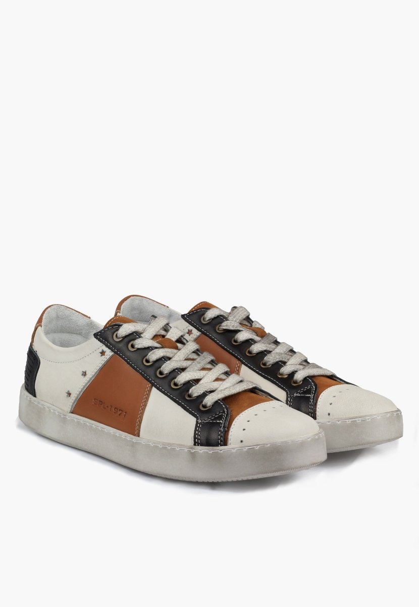 Waco DiStressed Men’s Handcrafted Leather White Tan Sneaker MEN SHOES by Sepol Shoes – Don't Panic Shoes