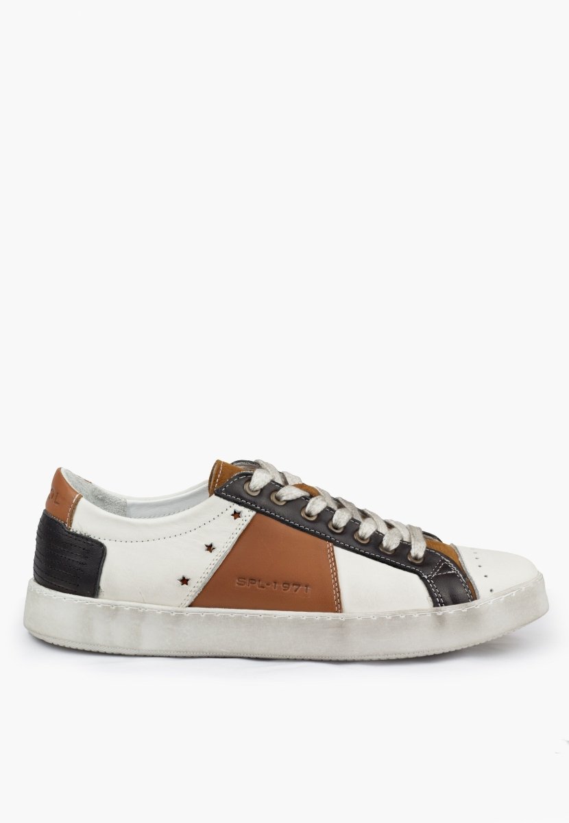 Waco DiStressed Men’s Handcrafted Leather White Tan Sneaker MEN SHOES by Sepol Shoes – Don't Panic Shoes