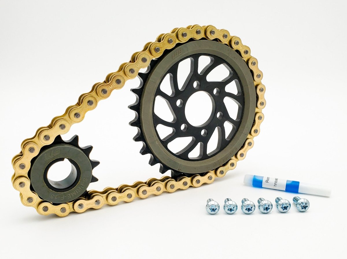 Warp 9 Warp Drive 420 Chain Drive Kit Surron Light Bee Metal Chain and Sprocket Kit by Howling Moto – Don't Panic Shoes