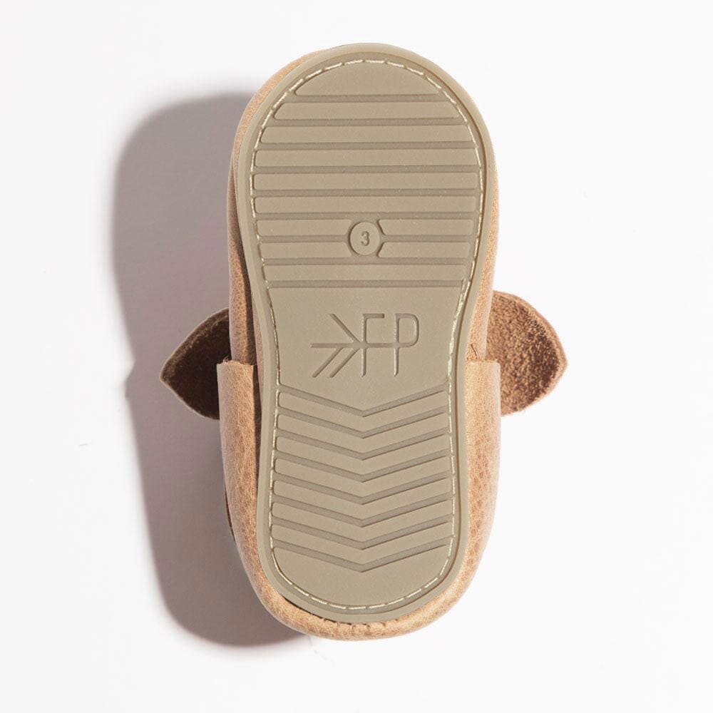 Weathered Brown Knotted Bow Baby Shoe Knotted Bow Mocc by Freshly Picked – Don't Panic Shoes