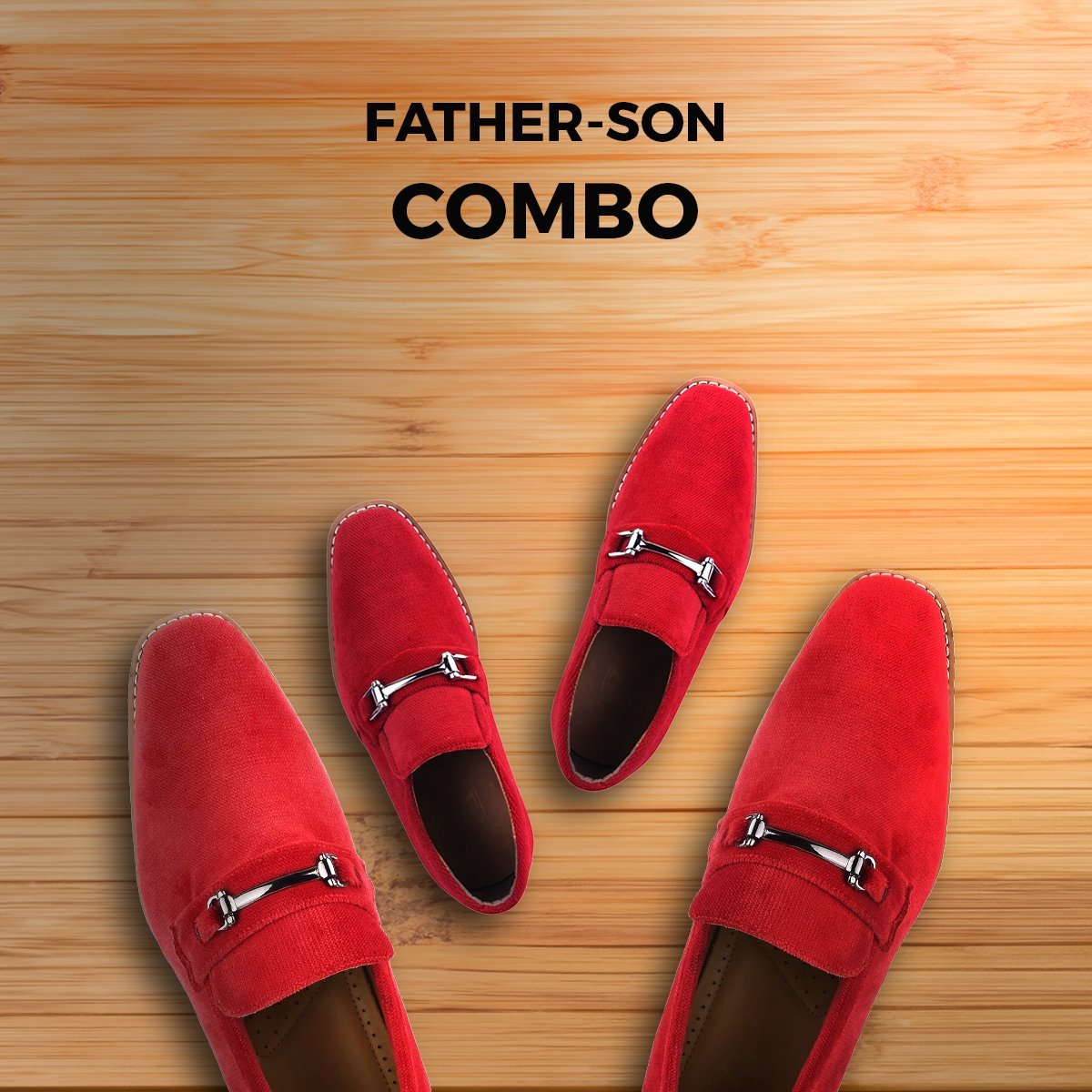 Welkar And Rachal Father Son Red Combination Shoes Loafers by Libertyzeno – Don't Panic Shoes