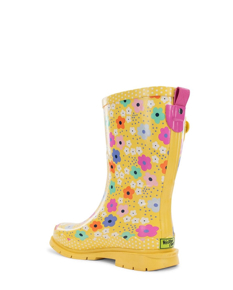 WeStern Chief Daisy Delight Women’s Yellow Rubber Mid Boot Rain Boots by Western Chief Women's – Don't Panic Shoes