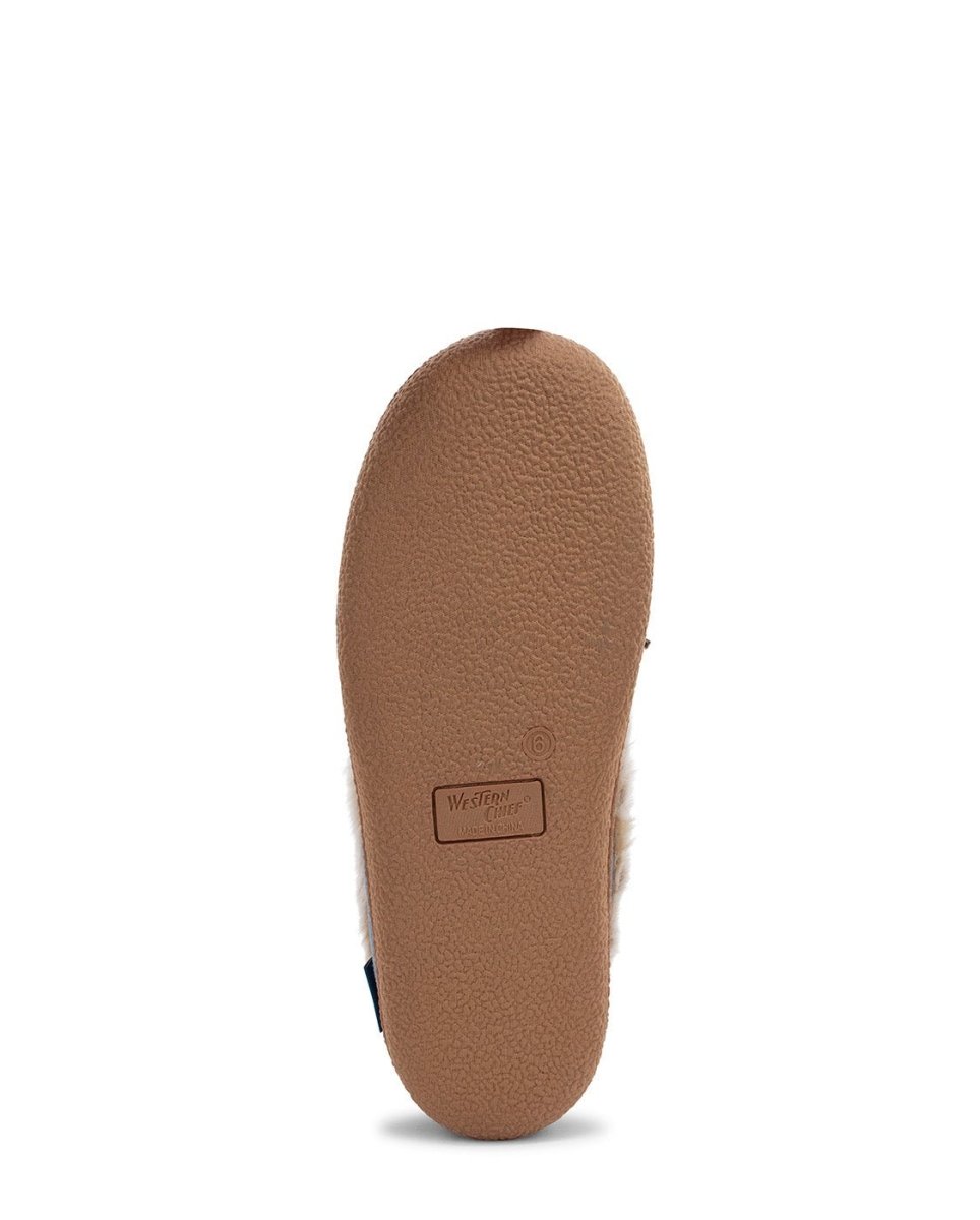 WeStern Chief Elaine Women’s Polyester Vegan Fur Blue Slippers by Western Chief Women's – Don't Panic Shoes