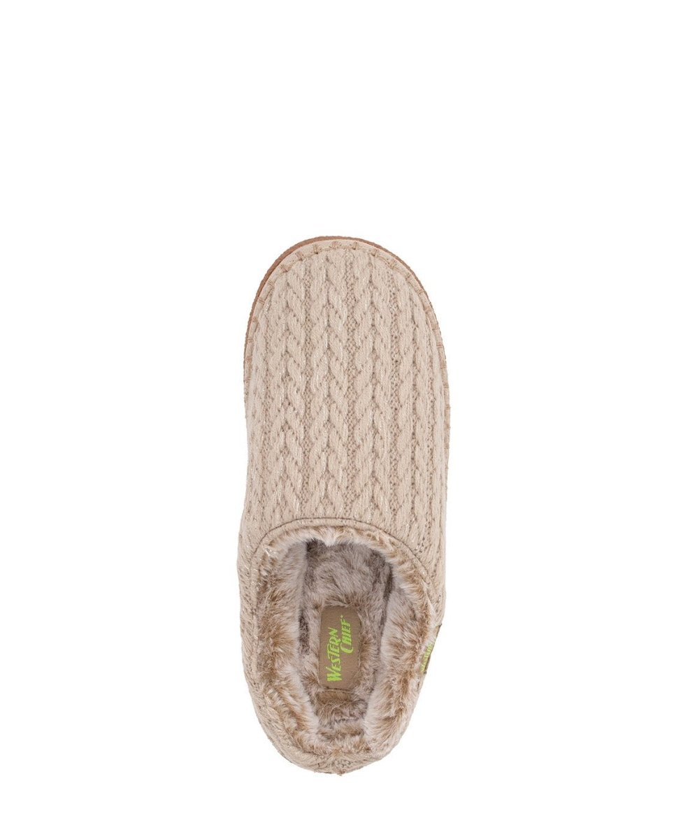 WeStern Chief Evelyn Women’s Tan Knit Vegan Fur Slipper Slippers by Western Chief Women's – Don't Panic Shoes