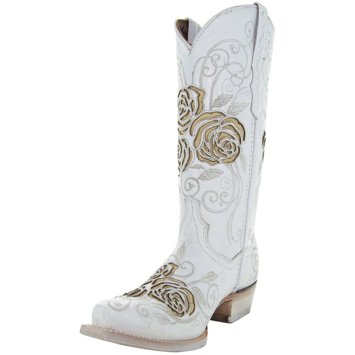 White Rose Inlayed Women's Cowgirl Boots (M50032) Cowgirl Boots by Soto Boots – Don't Panic Shoes
