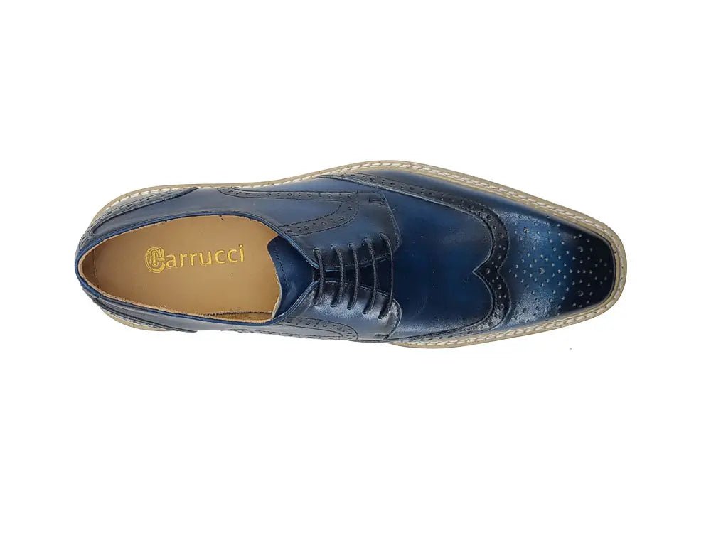 Wing Tip Blucher Oxford Leather Medallion Patina Ks550 - 07 Shoes by Carrucci Shoes – Don't Panic Shoes