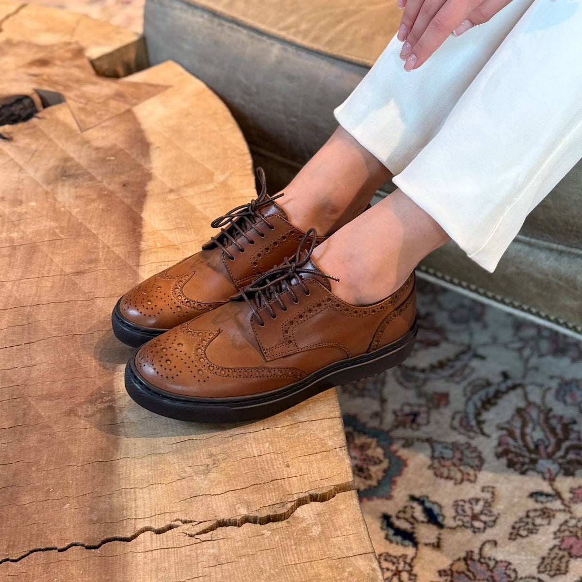 Women's Aida - Cognac Women's Sneakers by Mocalmo – Don't Panic Shoes