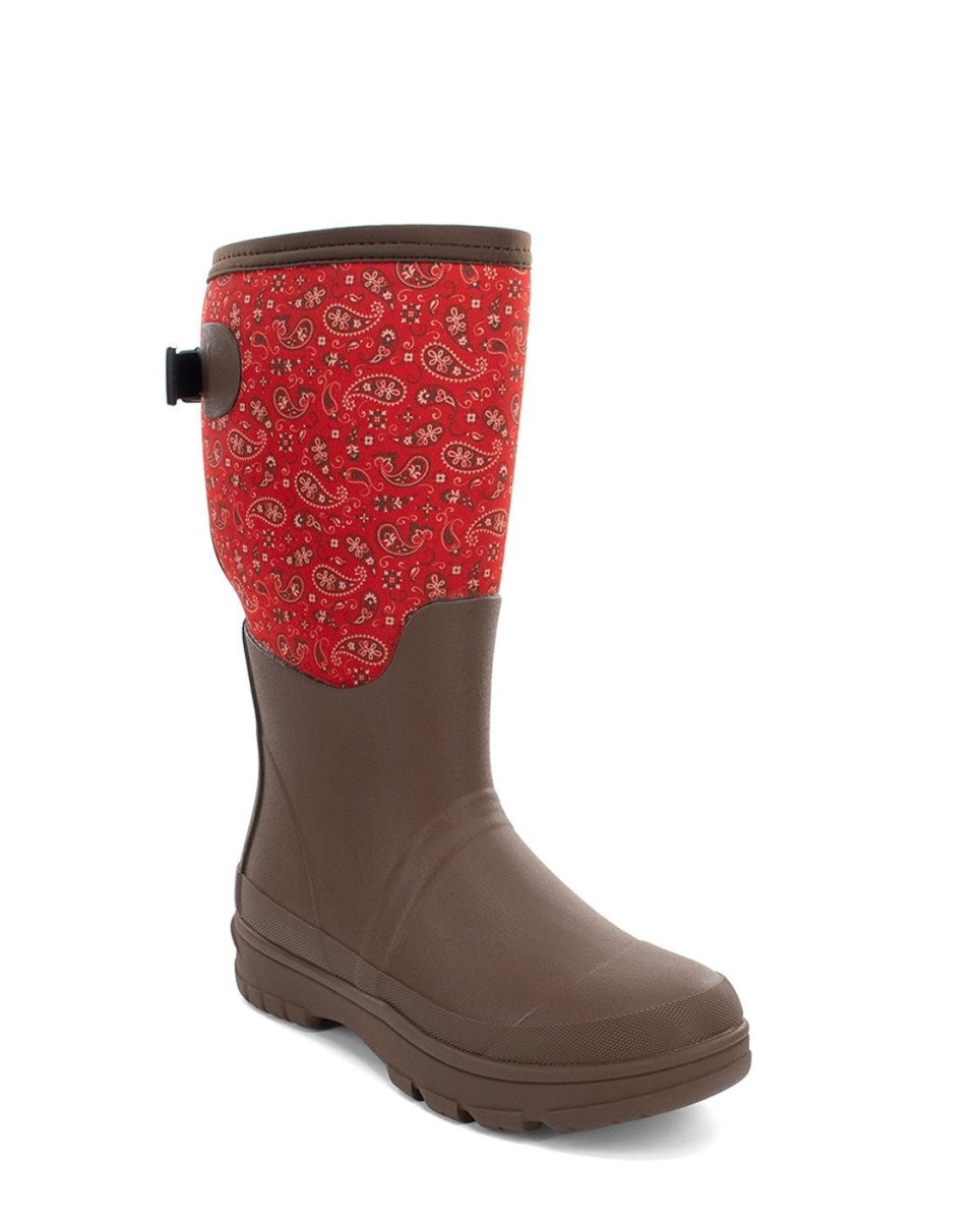 Women's Bandana Neoprene Faux Fur Wide Calf Tall Cold Weather Boot - Brown Snow Boots by Western Chief Women's – Don't Panic Shoes