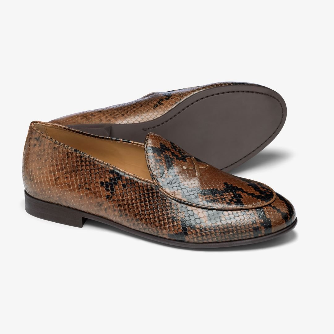 Women's Brown Snakeskin Milano Loafer Women's Footwear by Del Toro Shoes – Don't Panic Shoes