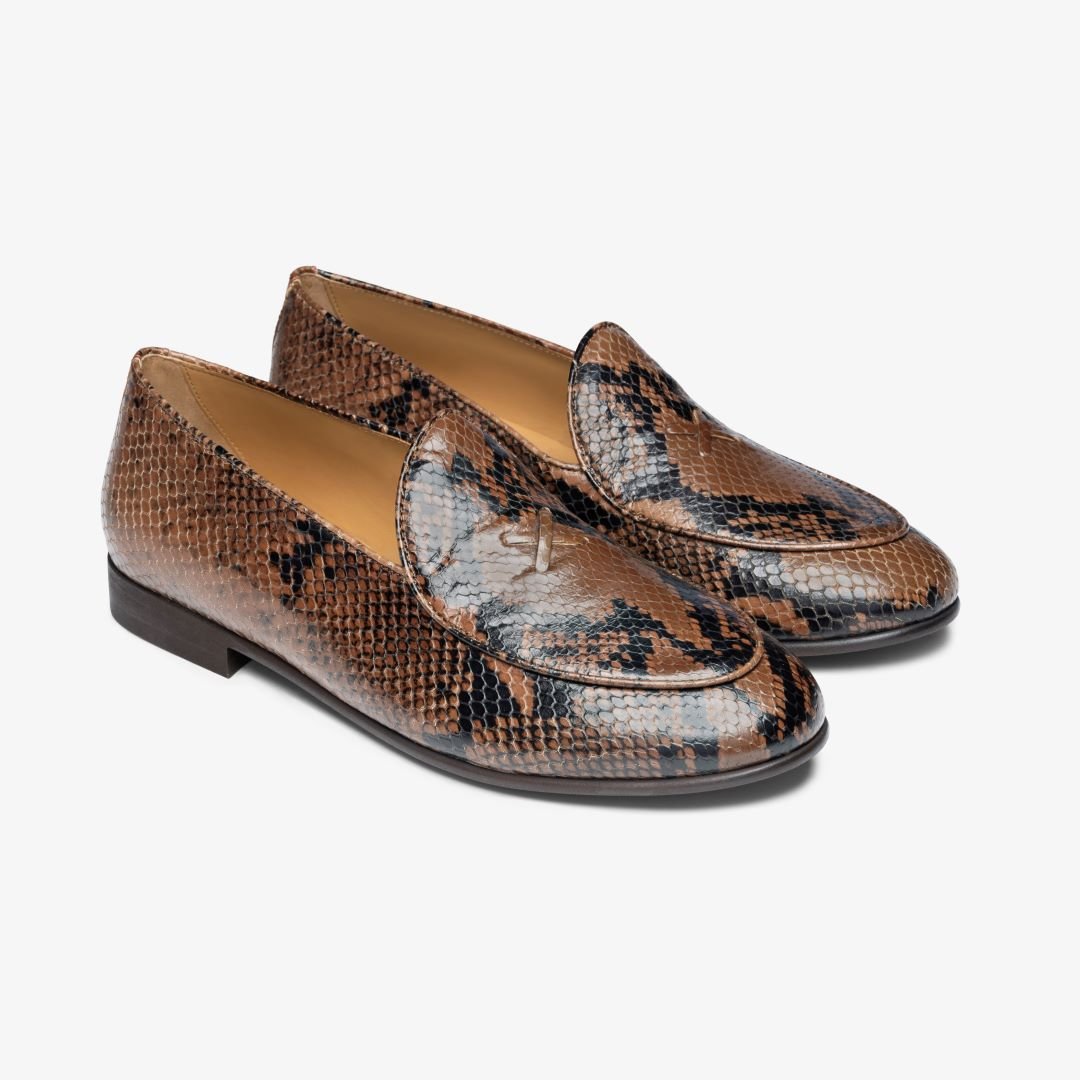 Women's Brown Snakeskin Milano Loafer Women's Footwear by Del Toro Shoes – Don't Panic Shoes
