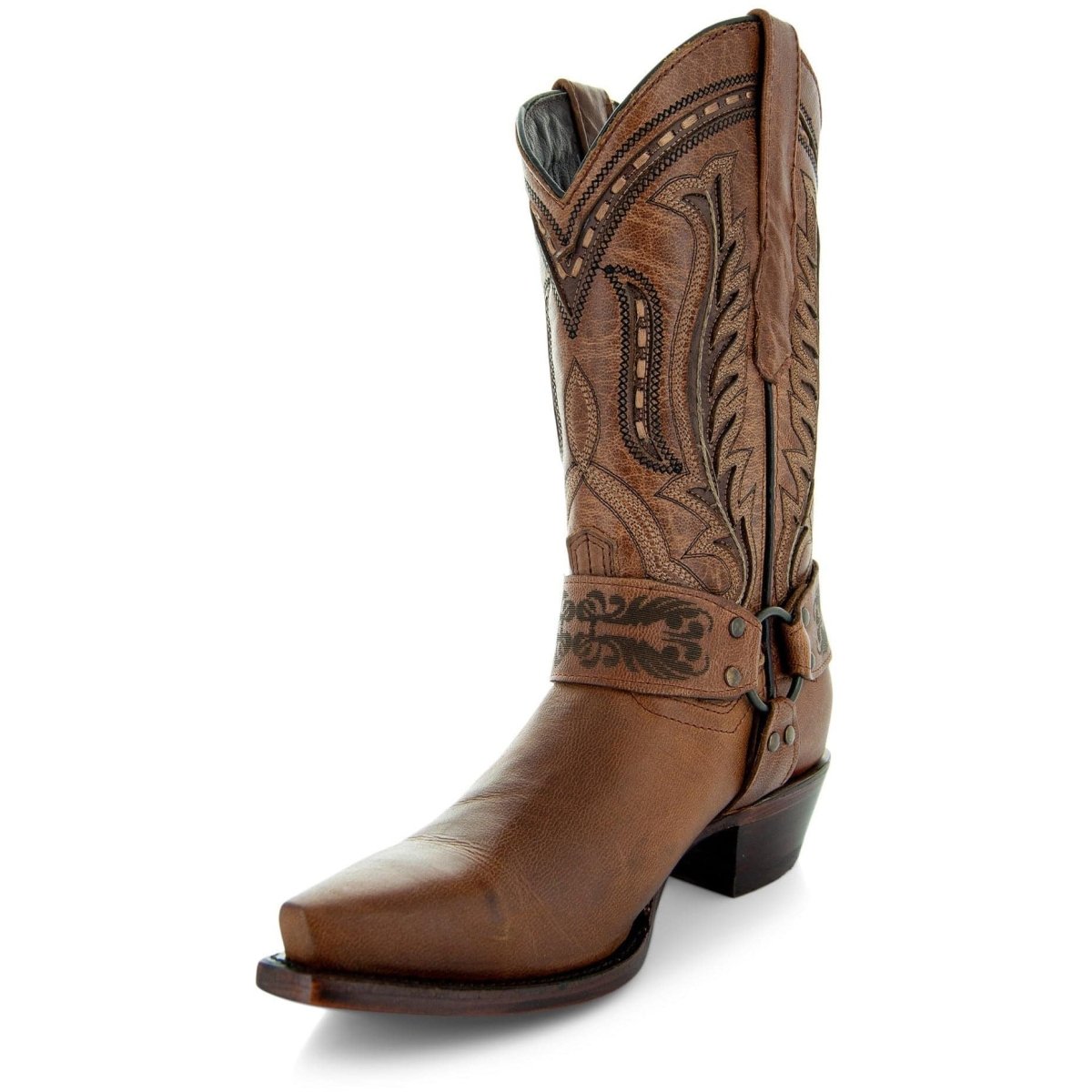 Women's Harness Boots | Brown Leather Harness Boots (M50039) Cowgirl Boots by Soto Boots – Don't Panic Shoes