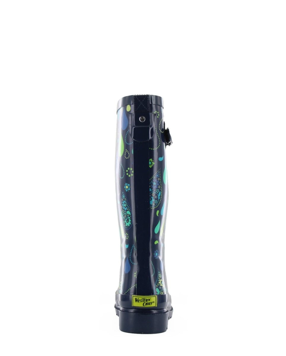 Women's Pouring Paisley Tall Rain Boot - Navy Rain Boots by Western Chief Women's – Don't Panic Shoes