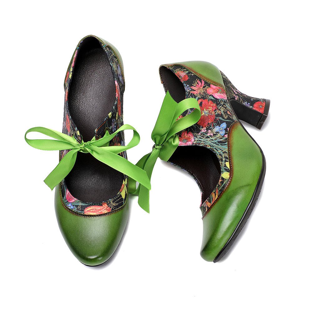 Women's Pumps Mary Jane Handmade Shoes Vintage Shoes Party Outdoor Daily Elegant Bohemia Heels Heels by Colorstepshoes – Don't Panic Shoes
