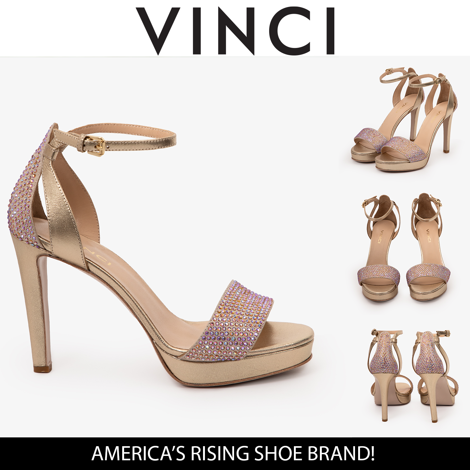 The Mars Platform Heel Gold Leather Women's Sandal