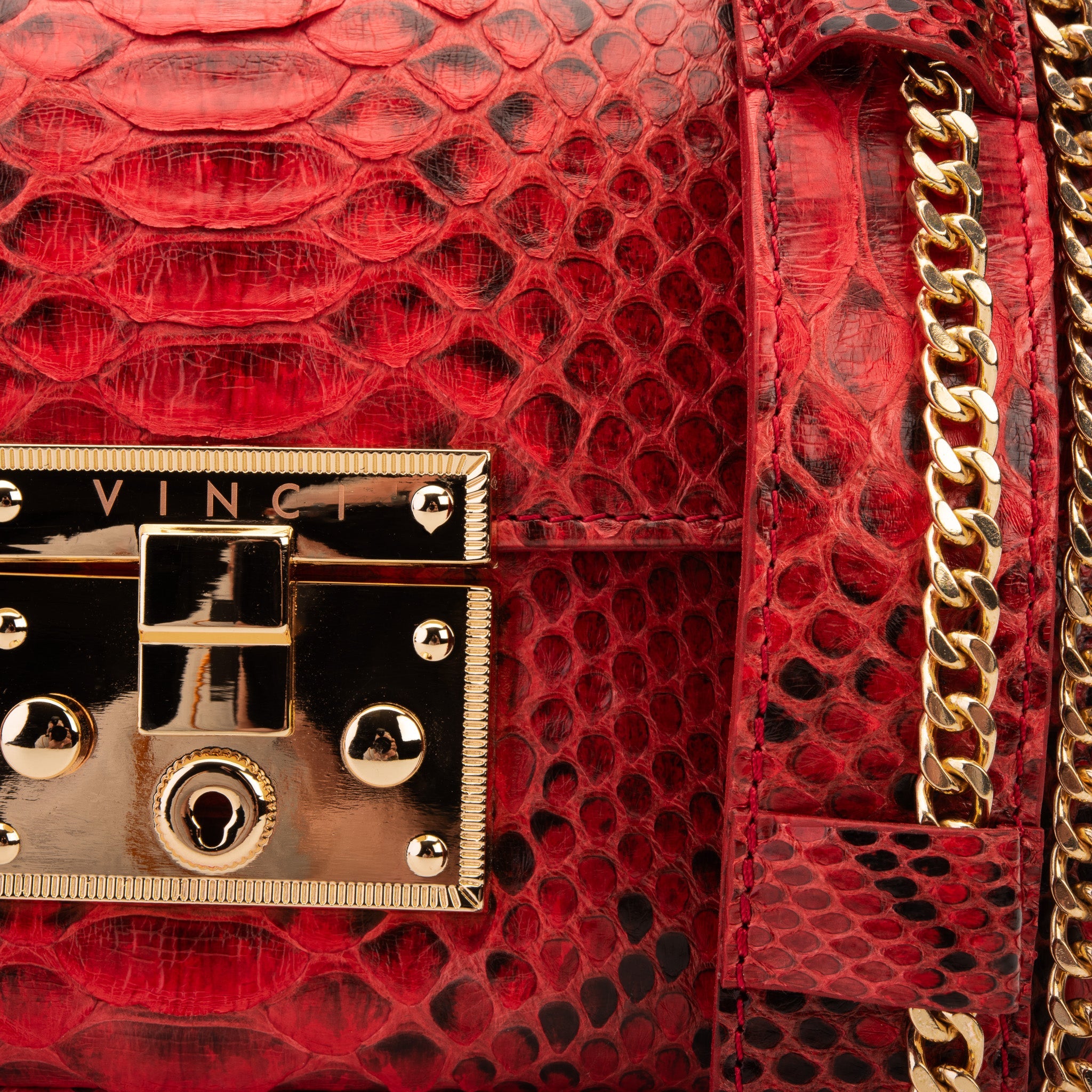 The Queen Red Pythn Leather Handbag