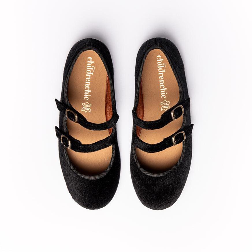 Zahia Black Velcro Non Slip Rubber Sole Padded fashion by Childrenchic – Don't Panic Shoes