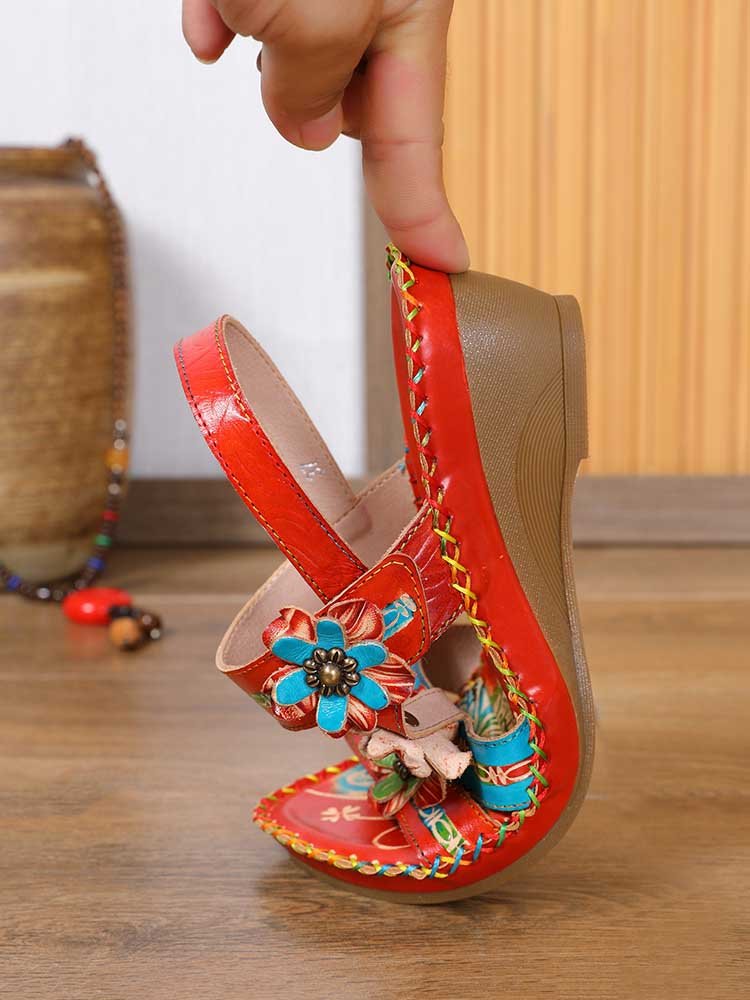 Zaria Flowers Embossing Sandals Sandals by Colorstepshoes – Don't Panic Shoes