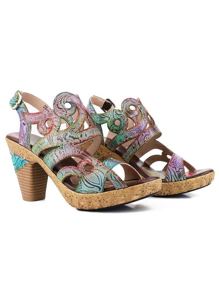 Zendaya Hand - Painted Genuine Leather Sandals Sandals by Colorstepshoes – Don't Panic Shoes