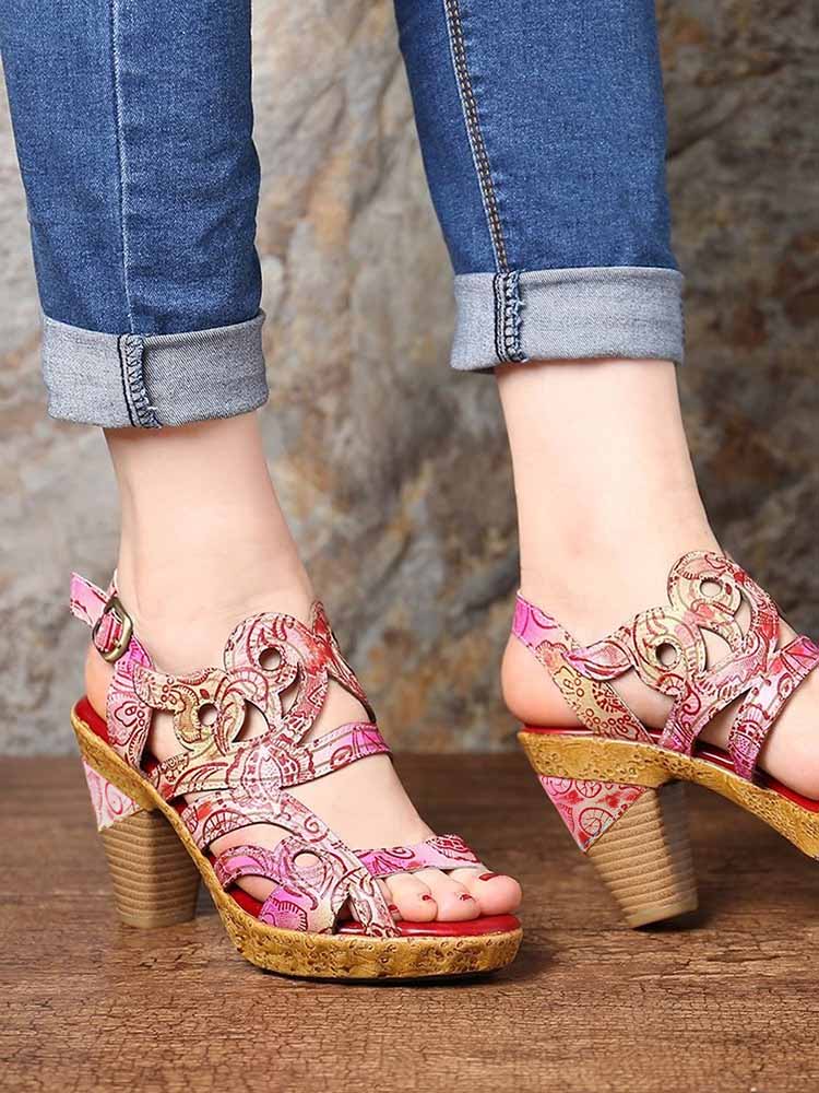 Zendaya Hand - Painted Genuine Leather Sandals Sandals by Colorstepshoes – Don't Panic Shoes