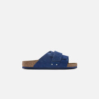 Thumbnail for Birkenstock Kyoto Suede Ultra Blue women's sandal with adjustable strap and cork footbed