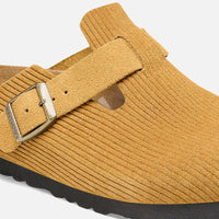 Thumbnail for Birkenstock Boston clogs in Corduroy Cork Brown with a comfortable cork footbed