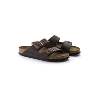Thumbnail for Arizona Soft Footbed Sandals Habana - Front view of brown leather sandals with adjustable straps and cork footbed