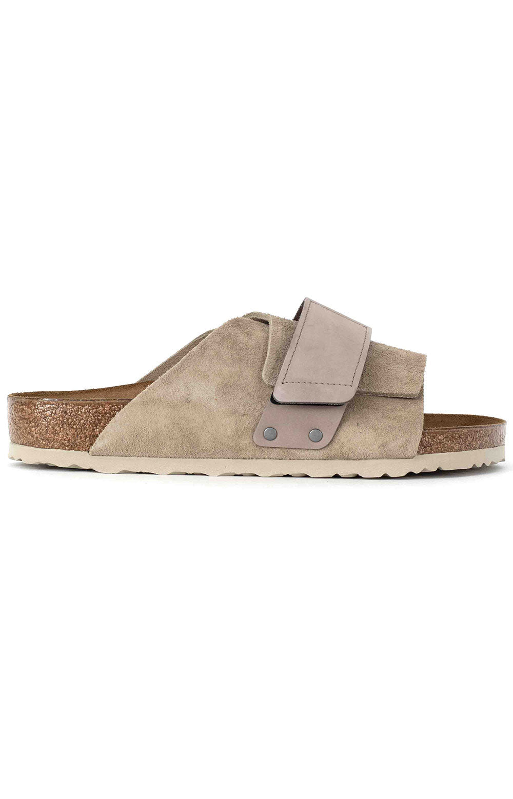Close-up of Birkenstock Kyoto Sandals Taupe BR1015572 in taupe color