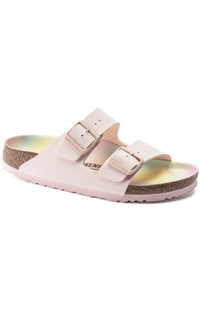 Thumbnail for Birkenstock Arizona Vegan Sandals Light Rose BR1022536 for women, side view, showing adjustable straps and comfortable footbed 