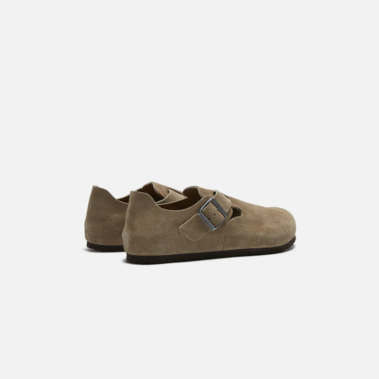 Versatile Birkenstock London Suede Taupe mules for casual and formal occasions