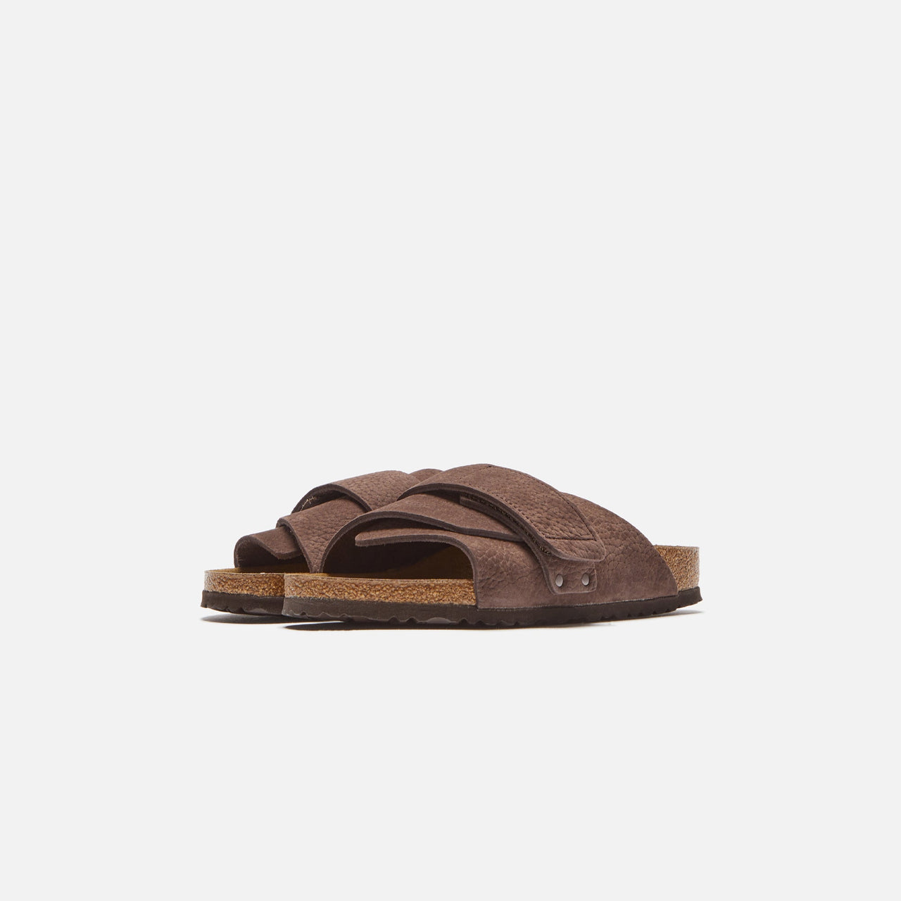 Alt text: Birkenstock Kyoto Nubuck Roast, a comfortable and stylish sandal made with high-quality nubuck leather in a rich roast color