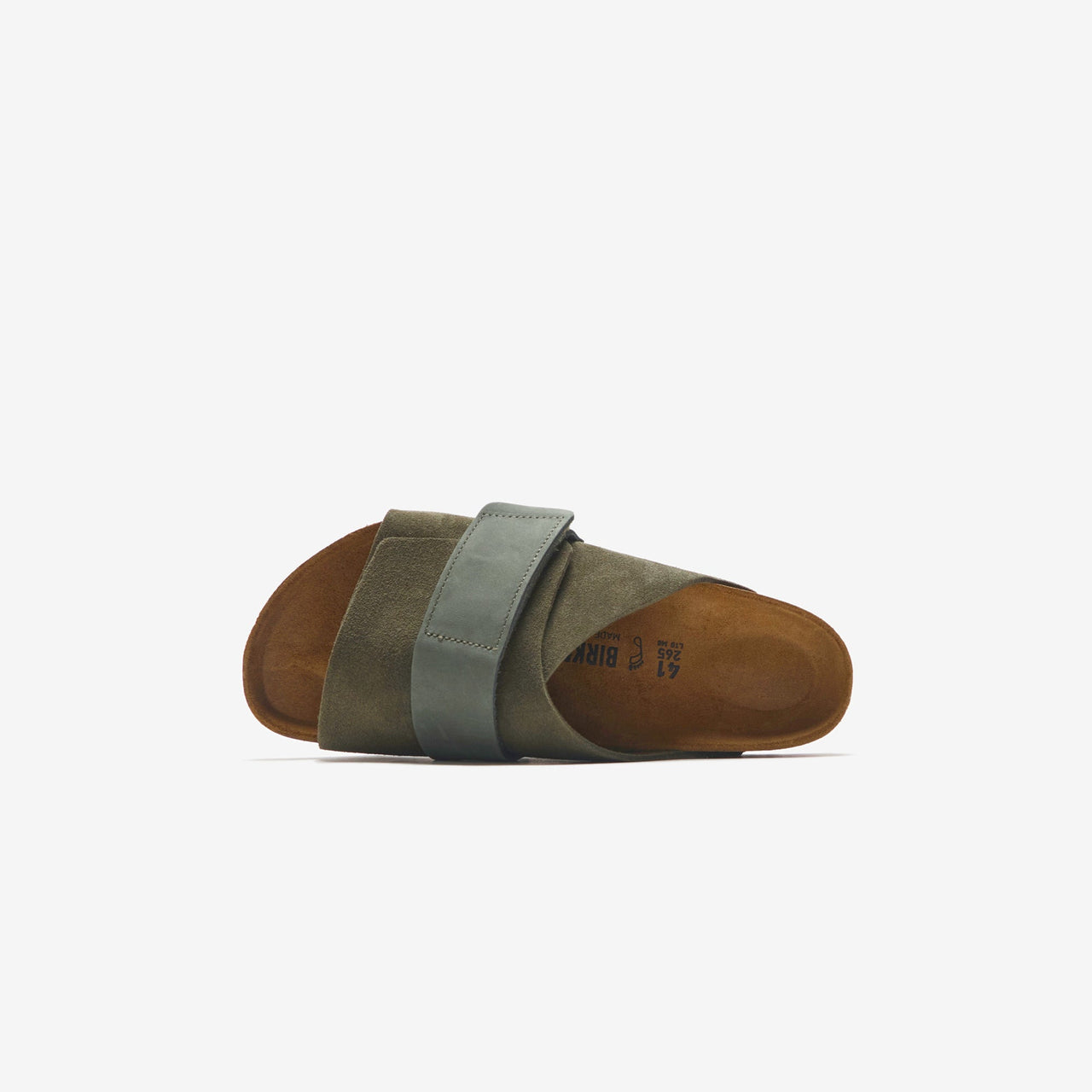 Birkenstock Kyoto Suede Thyme sandals with durable rubber outsole