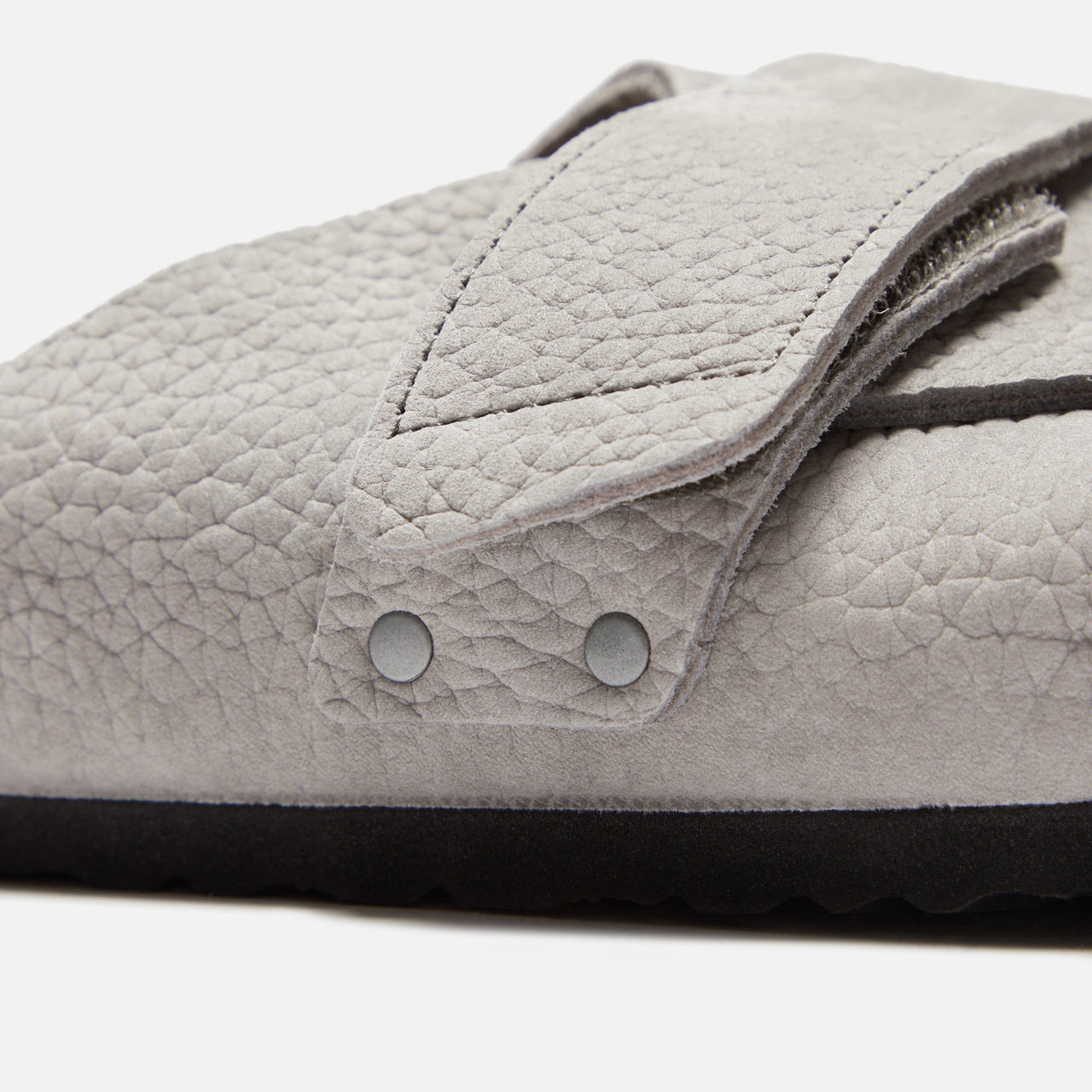 Top view of the Birkenstock Kyoto Nubuck Whale Grey sandal with durable and high-quality nubuck leather