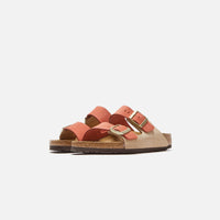 Thumbnail for  Pair of Birkenstock Women's Arizona Sandals in Sandcastle and Mars Red 