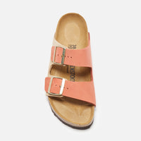 Thumbnail for  Side view of Birkenstock Women's Arizona Sandals in Sandcastle and Mars Red 