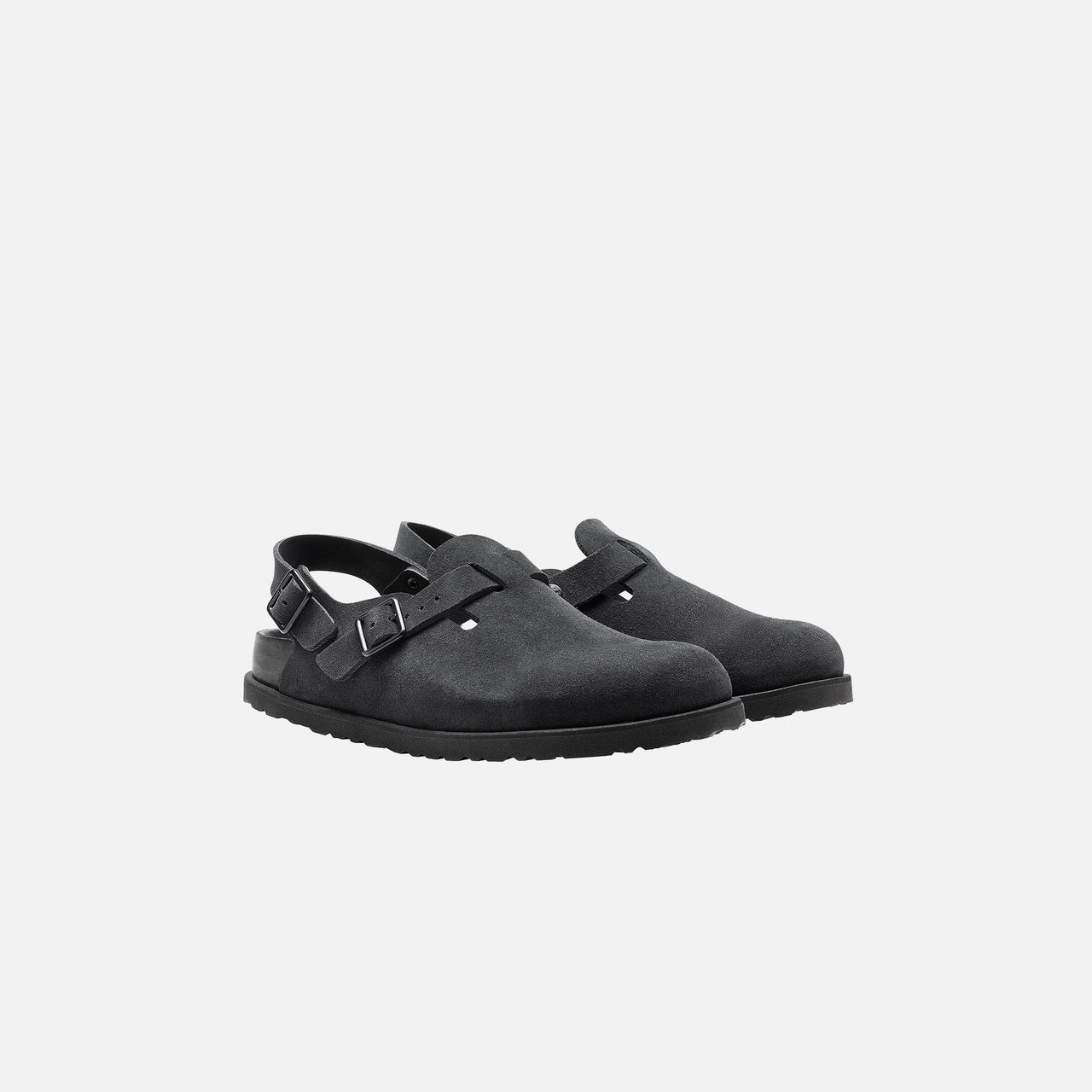 Birkenstock 1774 Tokio Suede Leather Black - Side view showcasing the sleek black color and comfortable fit