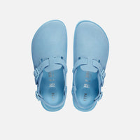 Thumbnail for Close-up of Birkenstock Tokio Suede Leather Powder Blue footbed and adjustable strap