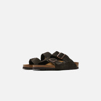Thumbnail for  Close-up of the suede material in mocha color on Birkenstock Arizona sandal 