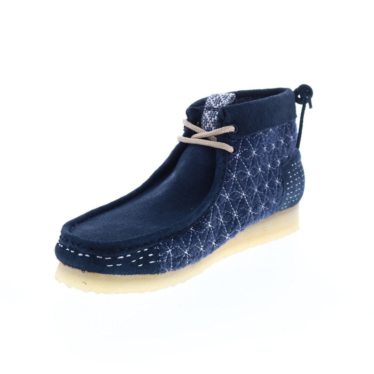 Clarks Originals Wallabee Boot Men's Navy Blue Multi Sashiko Suede 26169152 Shoes by Clarks Originals – Don't Panic Shoes