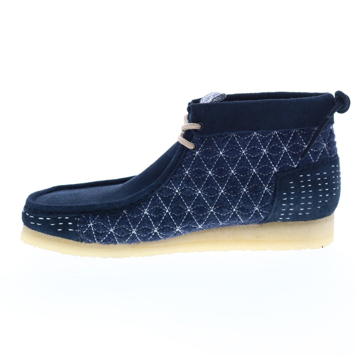 Clarks Originals Wallabee Boot Men's Navy Blue Multi Sashiko Suede 26169152 Shoes by Clarks Originals – Don't Panic Shoes